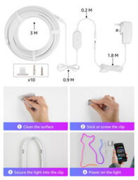 Lepro N1 Ai Smart Neon Light 3M Rgb+Ic, App & Voice Control, Works With Alexa, Google Home, Music Sync, Plug In, Ip65 Rope Light - thumbnail 9