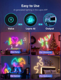 Lepro N1 Ai Smart Neon Light 3M Rgb+Ic, App & Voice Control, Works With Alexa, Google Home, Music Sync, Plug In, Ip65 Rope Light - thumbnail 2