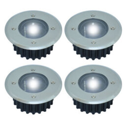 Taylor & Brown 4 Pack Solar Powered Decking Lights Outdoor Garden Stainless Steel Ground Lights Lamp White Deck Pathway Lighting - thumbnail 1