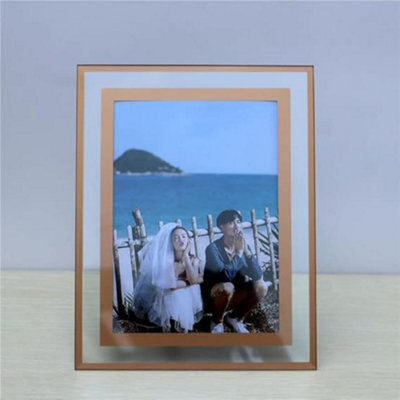 Biznest Rose Gold Mirror Photo Frame Picture Frames Clear Display Vertically Or Horizontally Wedding Home Table (5X7 In)