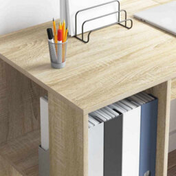 Walplus Desk With Storage Sonoma Oak 130 X 50.5 X 75 Cm Engineered Wood - thumbnail 4