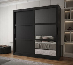 Arte Arendal Iii  Mirrored  Sliding Door Wardrobe With Panel Doors (H2000mm W2000mm D620mm) - White Matt - thumbnail 2