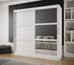 Arte Arendal Iii  Mirrored  Sliding Door Wardrobe With Panel Doors (H2000mm W2000mm D620mm) - White Matt