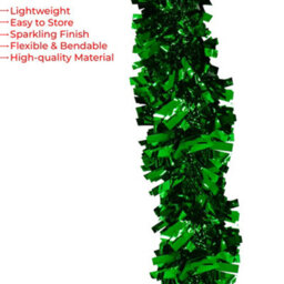 Neel Blue 2M X 9Cm Soft & Bright Christmas Tinsel Garland For Xmas Tree & Home Decorations, Emerald Green - thumbnail 4