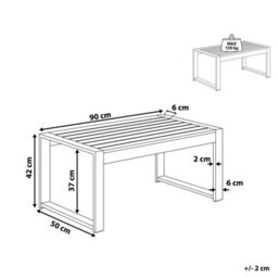 Beliani Outdoor Coffee Table Light Grey Aluminium 90 X 50 Cm - Compact Weather-Ready Design - thumbnail 5