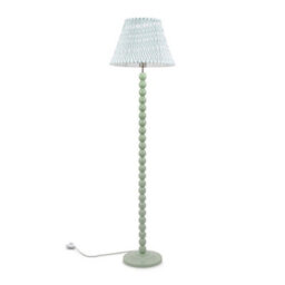 Valuelights Bobbles Sage Green Bobbin Floor Lamp With Green Arrow Pleated Shade - Led Bulb Included - thumbnail 1