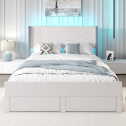 King Size Bed Frame With Led Lights For Bedroom - thumbnail 1