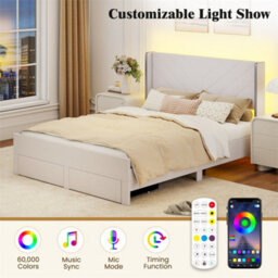 King Size Bed Frame With Led Lights For Bedroom - thumbnail 4