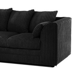 Furnishings For Less UK Luxor Jumbo Cord 4 Seater Corner Sofa Black Left Hand Facing - thumbnail 3