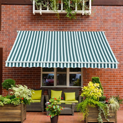Outsunny Garden Sun Shade Canopy Retractable Awning, 3 X 2.5M, Green And White - image 1