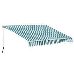 Outsunny Garden Sun Shade Canopy Retractable Awning, 3 X 2.5M, Green And White - thumbnail 2