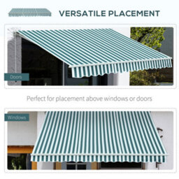 Outsunny Garden Sun Shade Canopy Retractable Awning, 3 X 2.5M, Green And White - thumbnail 5