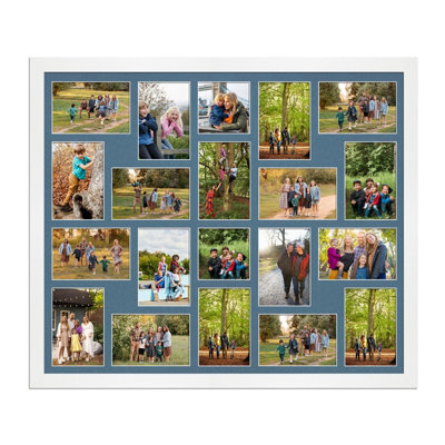AK Frames 80X70Cm White Modern Multi Photo Frame With Pompadour Mount - Holds 20 Apertures (18X) 6X4, (2X) 4X4 Photos - image 1