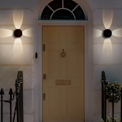 Beliani 2 Pack Outdoor Round Led Wall Lamps Black Aluminium Glass 10 Cm - Cool White - Bulbs Included - image 1