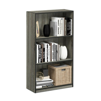 Walplus Furinno Basic 3-Tier Bookcase Storage Shelves, French Oak Grey/black - image 1