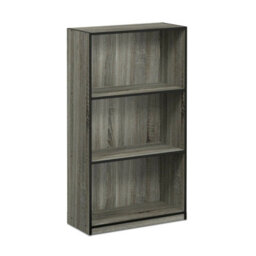 Walplus Furinno Basic 3-Tier Bookcase Storage Shelves, French Oak Grey/black - thumbnail 3