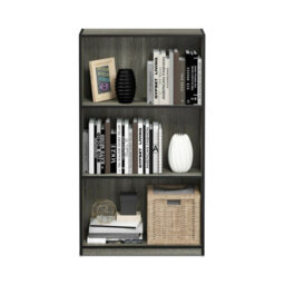 Walplus Furinno Basic 3-Tier Bookcase Storage Shelves, French Oak Grey/black - thumbnail 2
