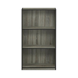Walplus Furinno Basic 3-Tier Bookcase Storage Shelves, French Oak Grey/black - thumbnail 5