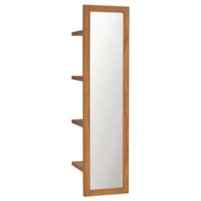 Berkfield Wall Mirror With Shelves 30X30X120 Cm Solid Teak Wood - image 1