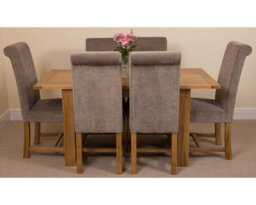 That's Furniture Hampton 120Cm - 160Cm Oak Extending Dining Table And 6 Chairs Dining Set With Washington Grey Fabric Chairs - thumbnail 2
