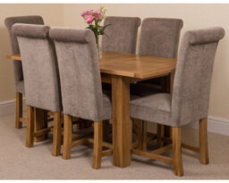 That's Furniture Hampton 120Cm - 160Cm Oak Extending Dining Table And 6 Chairs Dining Set With Washington Grey Fabric Chairs - thumbnail 1