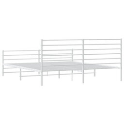 Berkfield Metal Bed Frame With Headboard And Footboard White 183X213 Cm - thumbnail 8