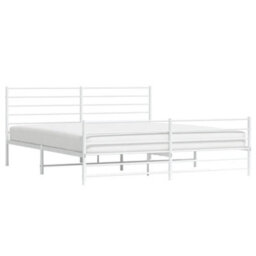 Berkfield Metal Bed Frame With Headboard And Footboard White 183X213 Cm - thumbnail 4