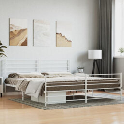 Berkfield Metal Bed Frame With Headboard And Footboard White 183X213 Cm - thumbnail 1