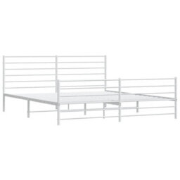 Berkfield Metal Bed Frame With Headboard And Footboard White 183X213 Cm - thumbnail 5