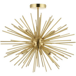 Loops Satin Brass Semi Flush Low Ceiling Light - Multi Arm Lamp - 6 X 3W Led G9