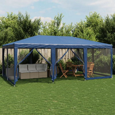 Walplus Party Tent Garden Gazebo Canopy With 10 Mesh Sidewalls Blue 6X4 M Hdpe - image 1