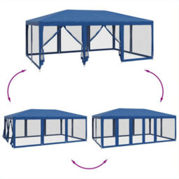 Walplus Party Tent Garden Gazebo Canopy With 10 Mesh Sidewalls Blue 6X4 M Hdpe - thumbnail 6