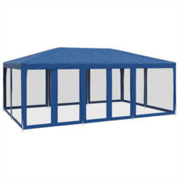 Walplus Party Tent Garden Gazebo Canopy With 10 Mesh Sidewalls Blue 6X4 M Hdpe - thumbnail 2