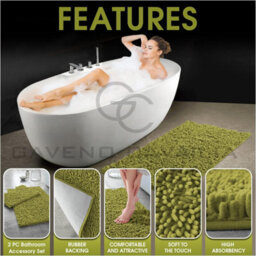 Gc Gaveno Cavailia Infinity Loop 2 Piece Bath Mat Set Green Super Absorbent Non Slip Shower Mat - thumbnail 3