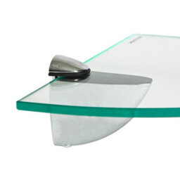 Harbour Housewares Floating Glass Corner Shelf - 30Cm - Silver Brackets - Bathroom Shower Storage Vanity Display Unit Shelf - thumbnail 4