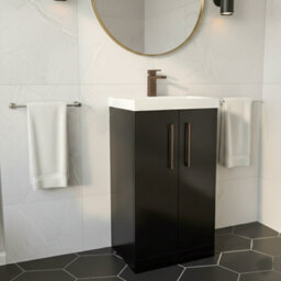 Balterley Bramshall Modern Bathroom 2 Soft Close Door & Mid-Edge Vanity Unit Basin, Dark Grey, 500mm - thumbnail 3