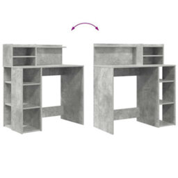 Berkfield Desk With Storage Concrete Grey 90X48X101.5 Cm Engineered Wood - thumbnail 8