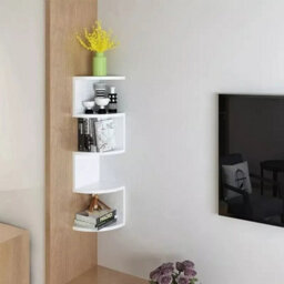 5 Layers Corner Bookshelf Wall Mounted Storage Rack Bookcase Wall - thumbnail 6