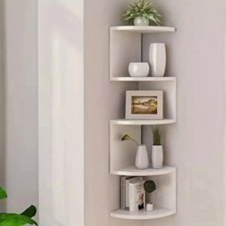 5 Layers Corner Bookshelf Wall Mounted Storage Rack Bookcase Wall - thumbnail 1
