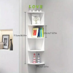 5 Layers Corner Bookshelf Wall Mounted Storage Rack Bookcase Wall - thumbnail 2