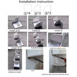 5 Layers Corner Bookshelf Wall Mounted Storage Rack Bookcase Wall - thumbnail 3