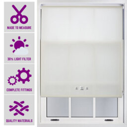Chrome Triple Square Eyelet Daylight Roller Blind - (W)150Cm X (L)210Cm Cream Blind From Furnished