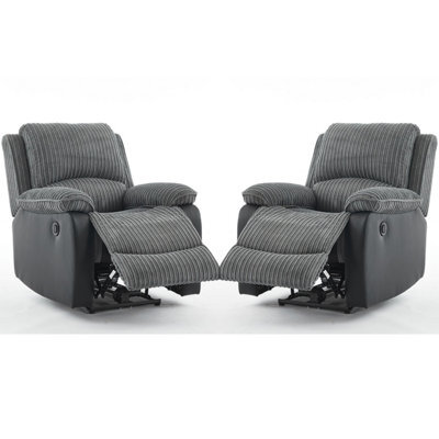 Electric Reclining Sofa Set, Corduroy Fabric Recliner Sectional Sofa Suite - 1+1 Sofa Set - image 1