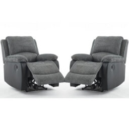 Electric Reclining Sofa Set, Corduroy Fabric Recliner Sectional Sofa Suite - 1+1 Sofa Set - thumbnail 2