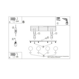 Sollux Lighting Yoli Steel/glass Burgundy 4 Lights Minimalist Ceiling Lamps - thumbnail 9