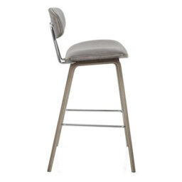 Atlantic Henley Wooden Stool Grey Velvet Barstool Wooden Grey Legs - thumbnail 2