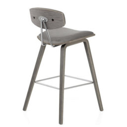 Atlantic Henley Wooden Stool Grey Velvet Barstool Wooden Grey Legs - thumbnail 4