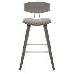 Atlantic Henley Wooden Stool Grey Velvet Barstool Wooden Grey Legs - thumbnail 5