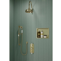 Aquarius Stainless Steel Recess Shower Niche 305 X 360mm In Brushed Brass - thumbnail 2