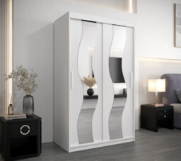 Arte Stylish Mirrored Sliding Door Wardrobe In White With Spacious Shelves (H)2000mm (W)1200mm (D)620mm - thumbnail 2